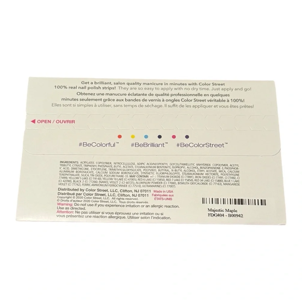 Color Street Majestic Maple Nail Strips - Red and Silver Glitter